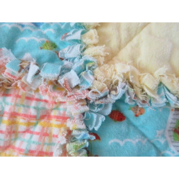 Flannel Rag Quilt With Batting 41x35 Noah's Ark Throw - Picture 7 of 14